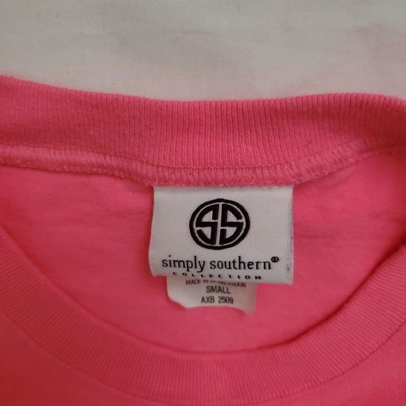 Simply Southern Women's Preppy & Classy Long Sleeve Pullover Tee Pink Size Small - Picture 11 of 13